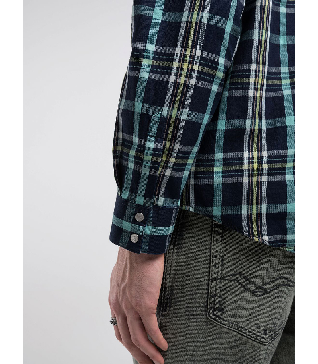 インディゴチェックシャツ 詳細画像 ネイビーグリーン 5